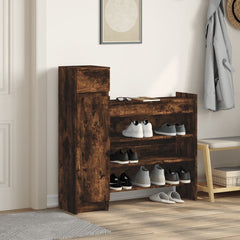 vidaXL Shoe Cabinet Smoked Oak 100.5x28x100 cm Engineered Wood 3