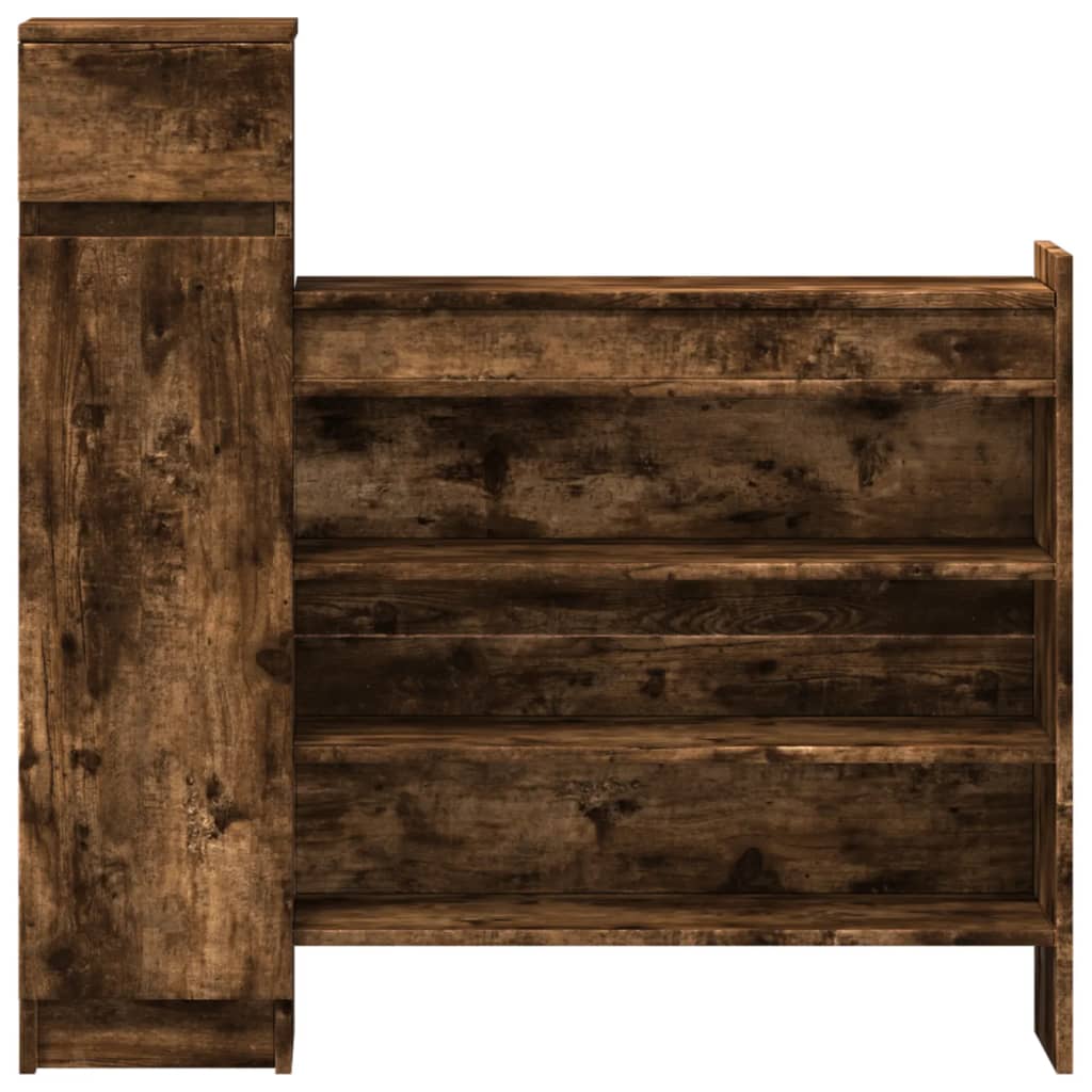 vidaXL Shoe Cabinet Smoked Oak 100.5x28x100 cm Engineered Wood 6