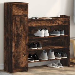 vidaXL Shoe Cabinet Smoked Oak 100.5x28x100 cm Engineered Wood 1