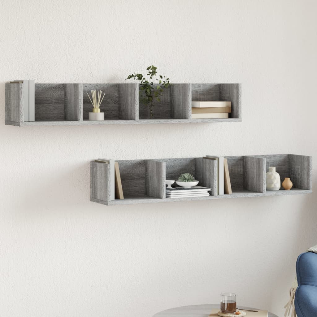 vidaXL Wall Cabinets 2 pcs Grey Sonoma 99x18x16.5 cm Engineered Wood 1