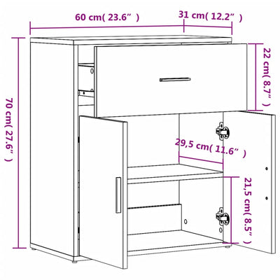 Sideboard Black 60x31x70 cm Engineered Wood