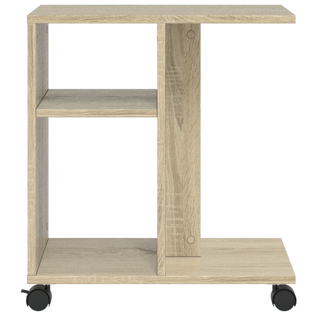 vidaXL Side Table with Wheels Sonoma Oak 50x30x55 cm Engineered Wood 5