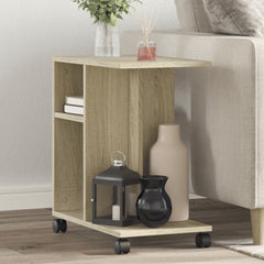 vidaXL Side Table with Wheels Sonoma Oak 50x30x55 cm Engineered Wood 1