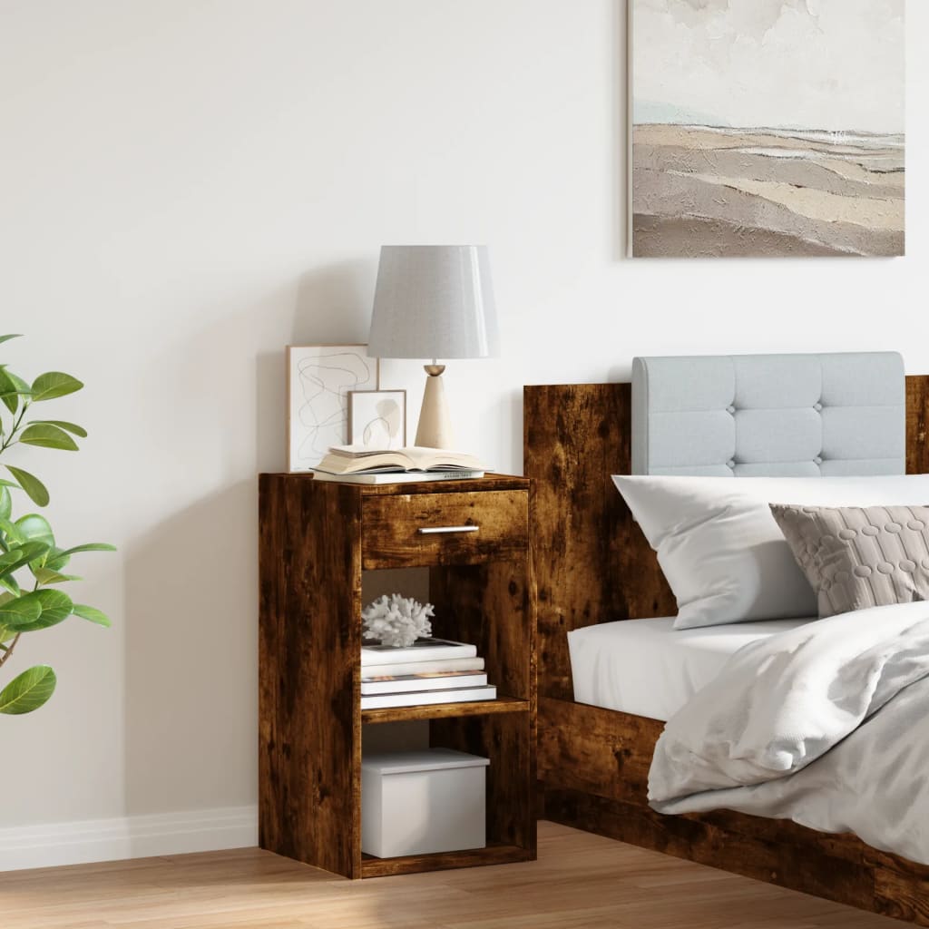 vidaXL Bedside Cabinet Smoked Oak 35x34x65 cm Engineered Wood 3