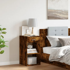 vidaXL Bedside Cabinet Smoked Oak 35x34x65 cm Engineered Wood 3
