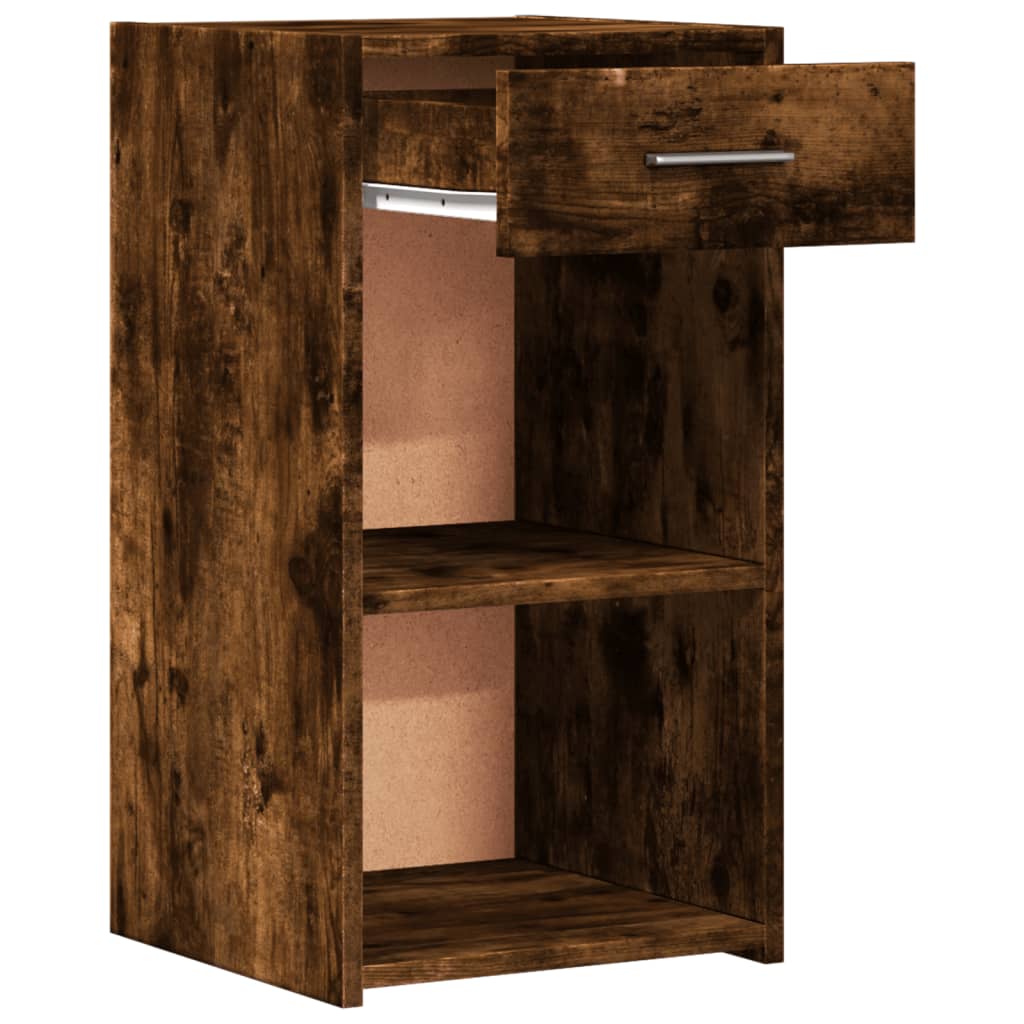 vidaXL Bedside Cabinet Smoked Oak 35x34x65 cm Engineered Wood 4