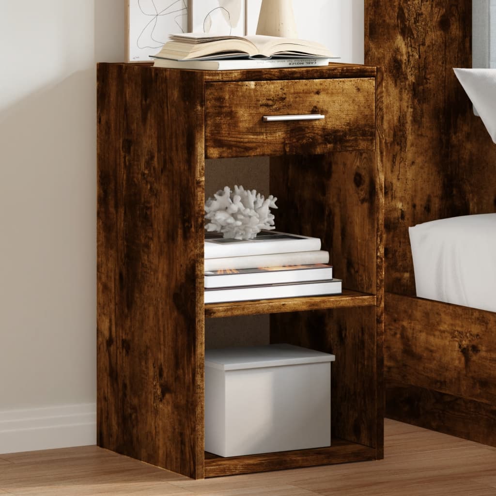 vidaXL Bedside Cabinet Smoked Oak 35x34x65 cm Engineered Wood 1