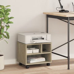 vidaXL Printer Stand with Wheels Sonoma Oak 41x32x34,5 cm 3