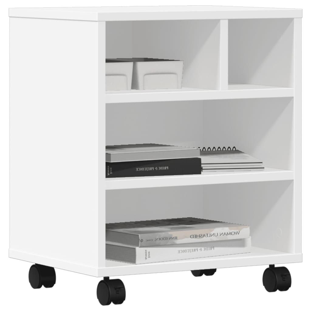 vidaXL Printer Stand with Wheels White 41x32x48 cm 4