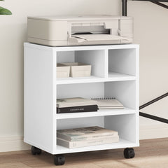 vidaXL Printer Stand with Wheels White 41x32x48 cm 1