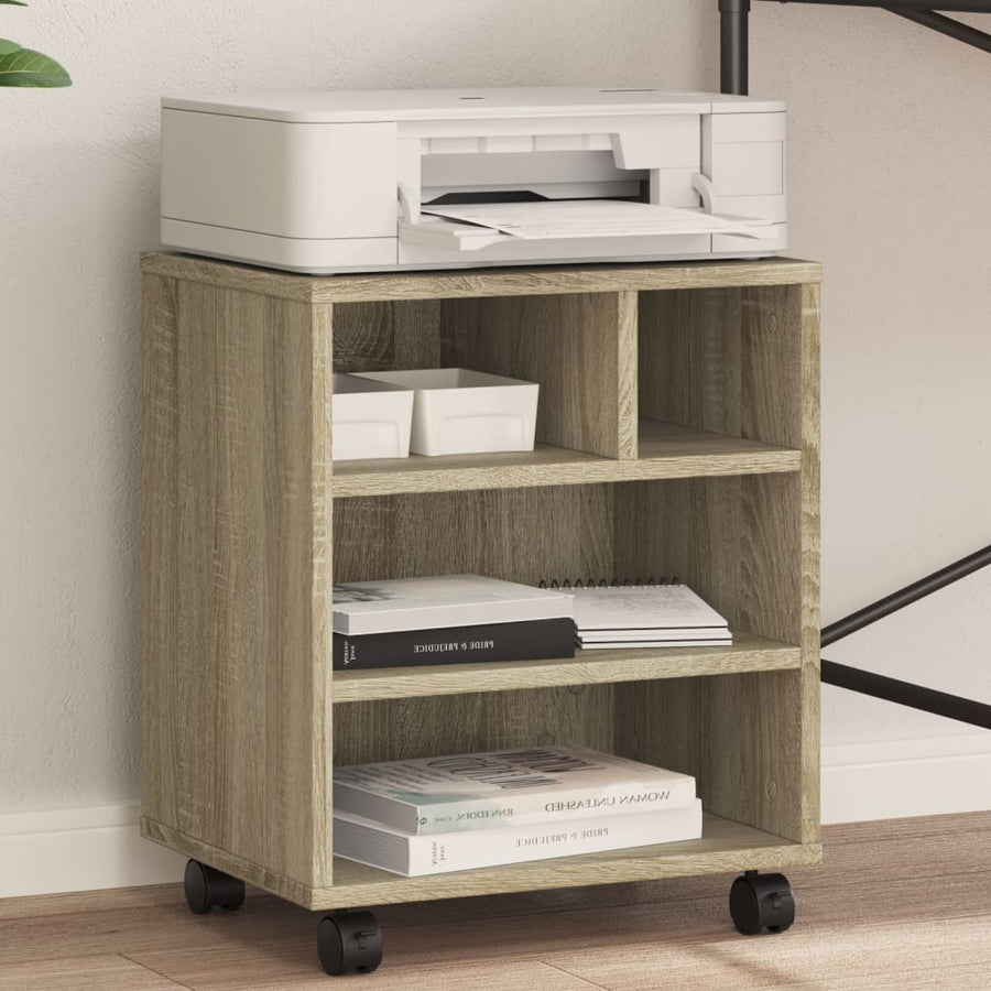 vidaXL Printer Stand with Wheels Sonoma Oak 41x32x48 cm 1