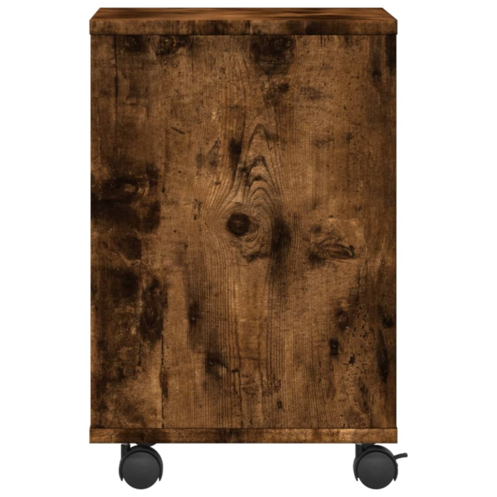 vidaXL Printer Stand with Wheels Smoked Oak 41x32x48 cm 6