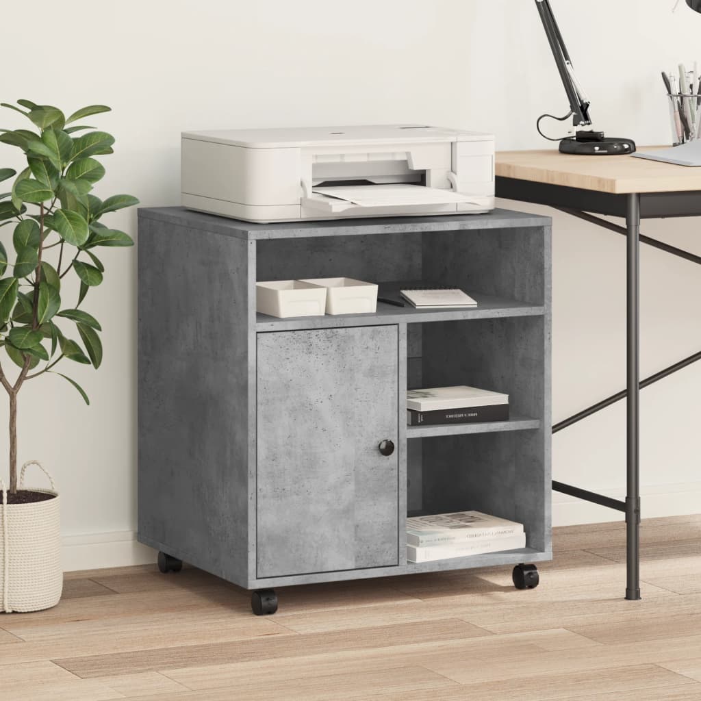 Printer Stand with Wheels 60x50x67 cm Concrete grey