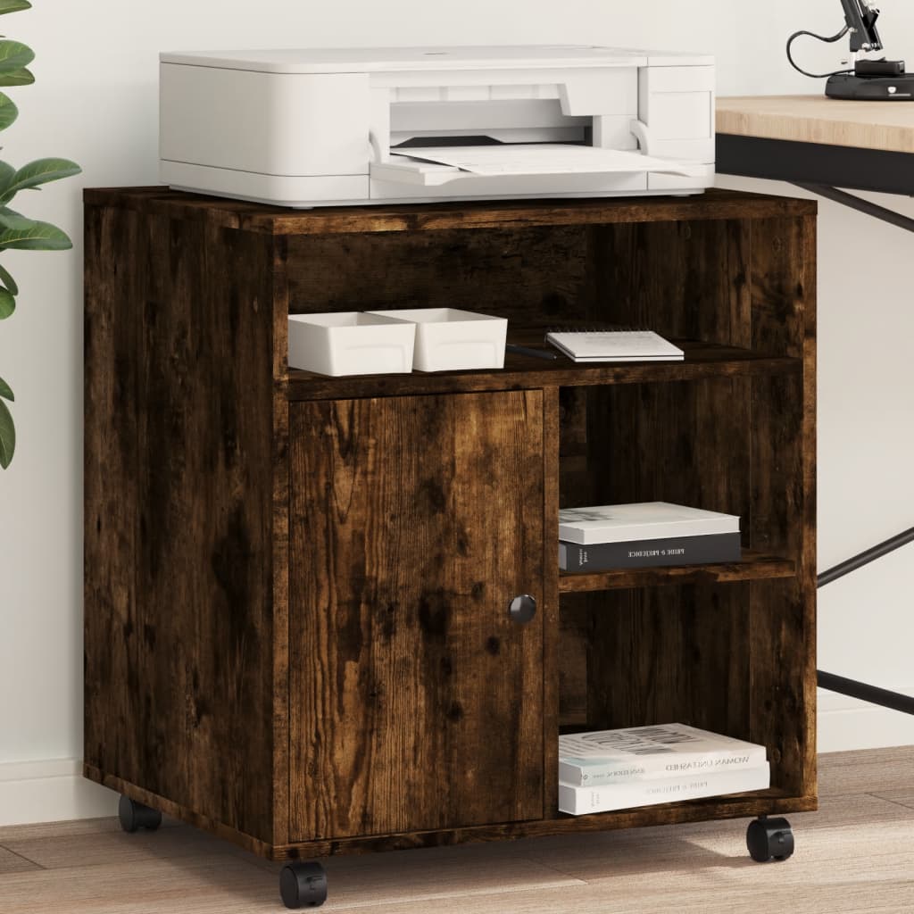 Printer Stand with Wheels 60x50x67 cm Smoked oak