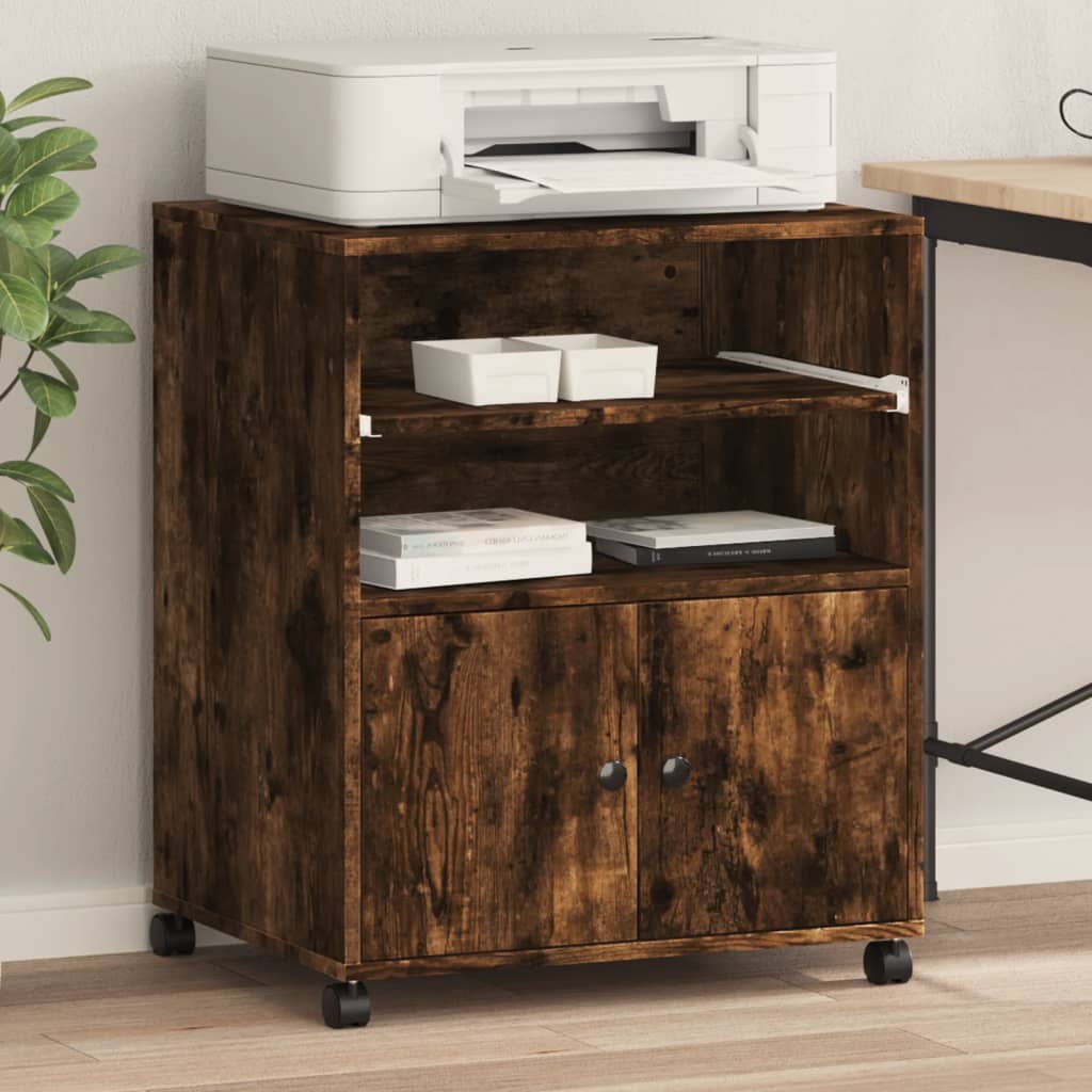 Printer Stand with Wheels 60x48x74 cm Smoked oak