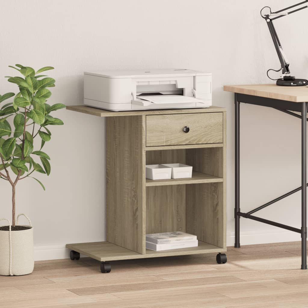Printer Stand with Wheels 60x40x68,5 cm Sonoma oak