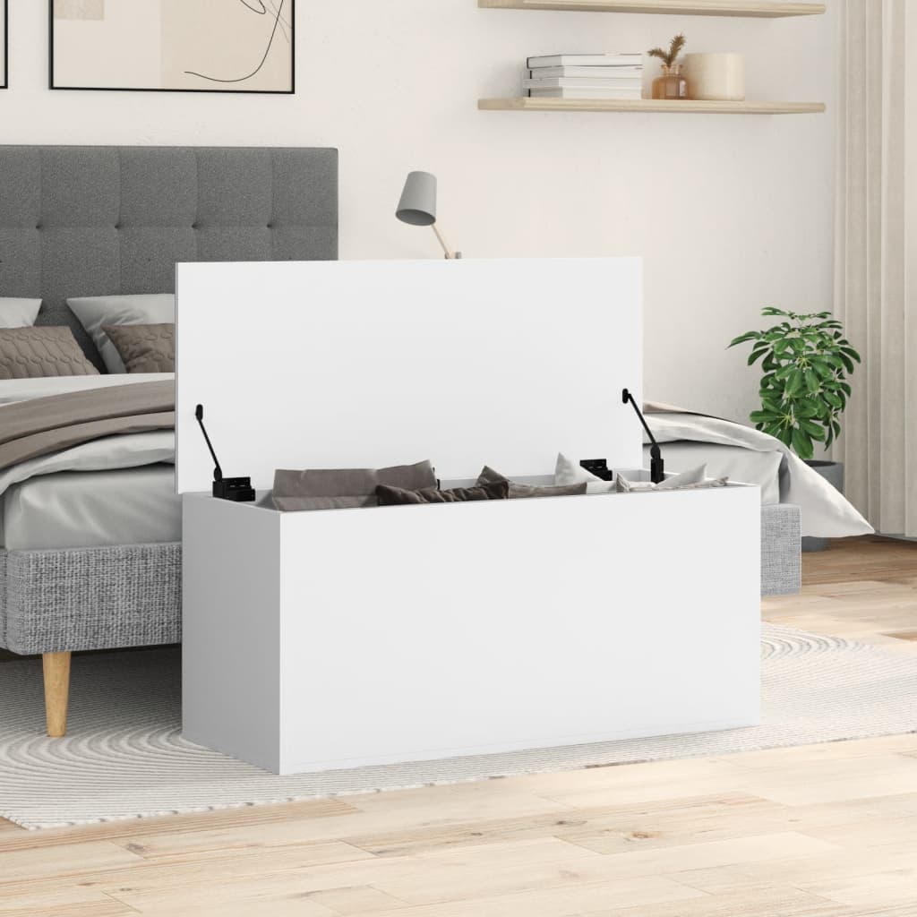 vidaXL Storage Box White 100x42x46 cm Engineered Wood 3