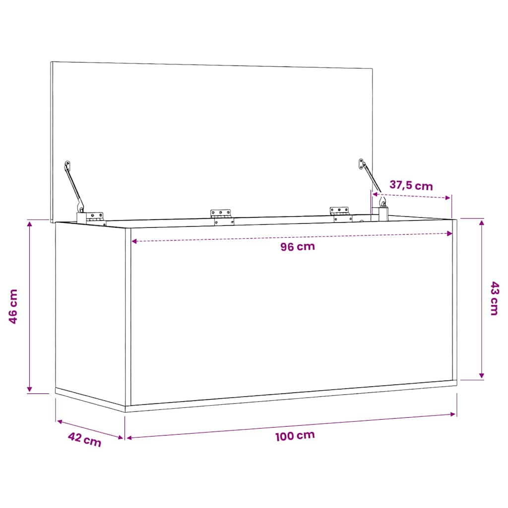vidaXL Storage Box White 100x42x46 cm Engineered Wood 11