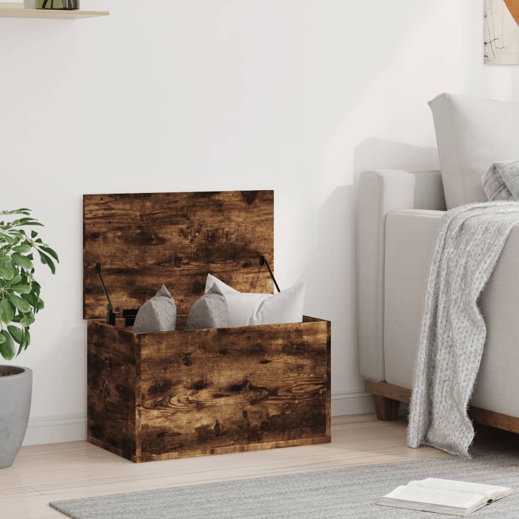 vidaXL Storage Box Smoked Oak 60x35x35 cm Engineered Wood 3