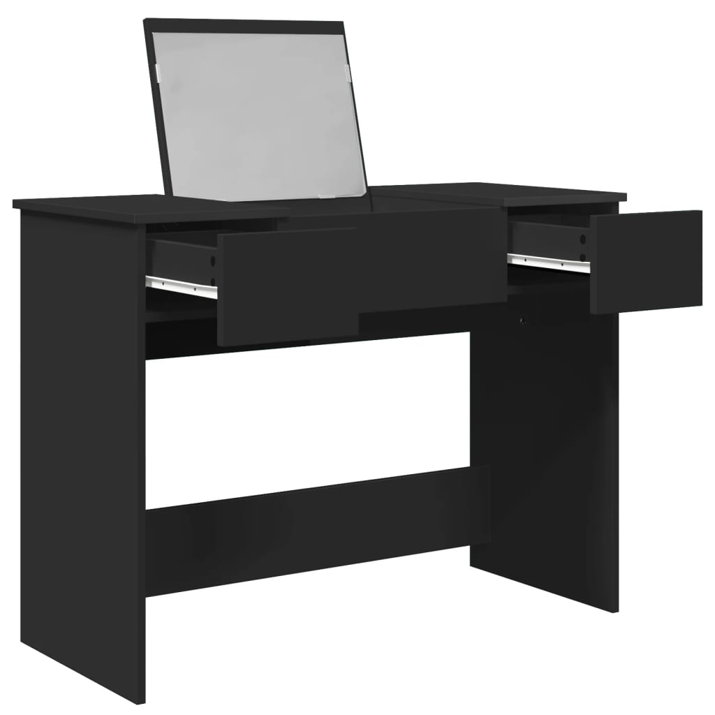 vidaXL Dressing Table with Mirror Black 100x45x76 cm 4
