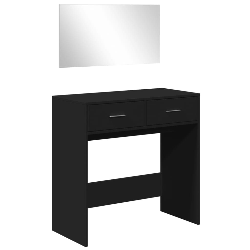 vidaXL Dressing Table with Mirror Black 80x39x80 cm 2