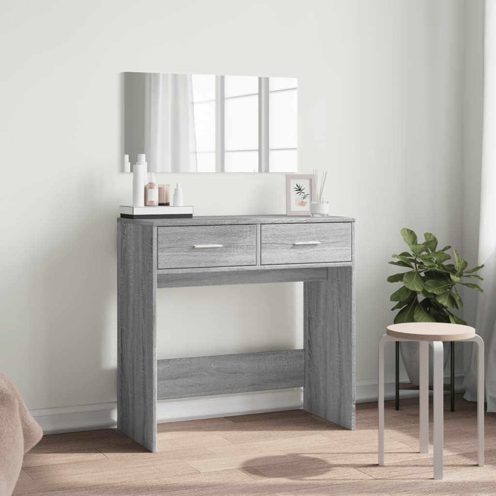 vidaXL Dressing Table with Mirror Grey Sonoma 80x39x80 cm 3