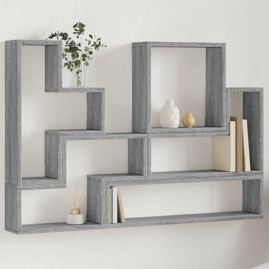 vidaXL Wall Shelf Grey Sonoma 96x12x64 cm Engineered Wood 1