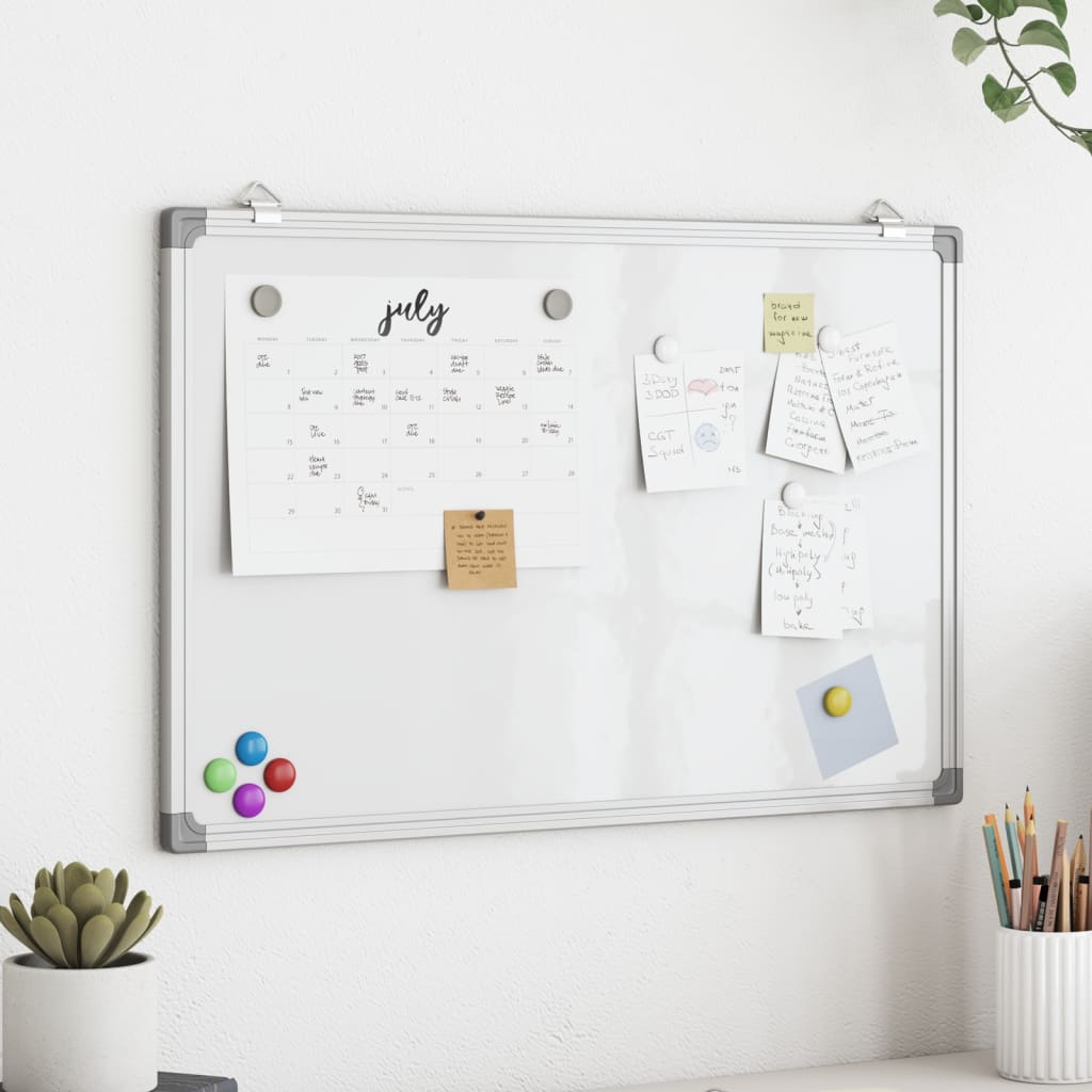 vidaXL Magnetic Whiteboard 80x60x1.7 cm Aluminium 1