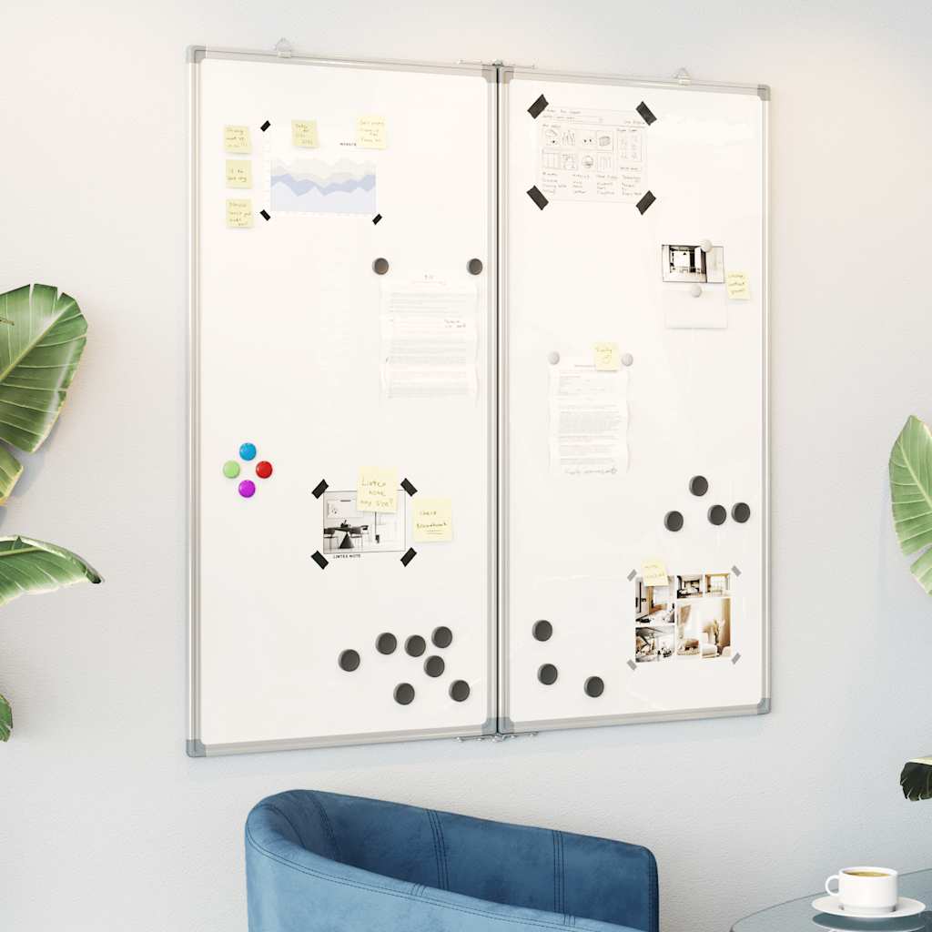vidaXL Magnetic Whiteboard Foldable 80x80x1.7 cm Aluminium 1