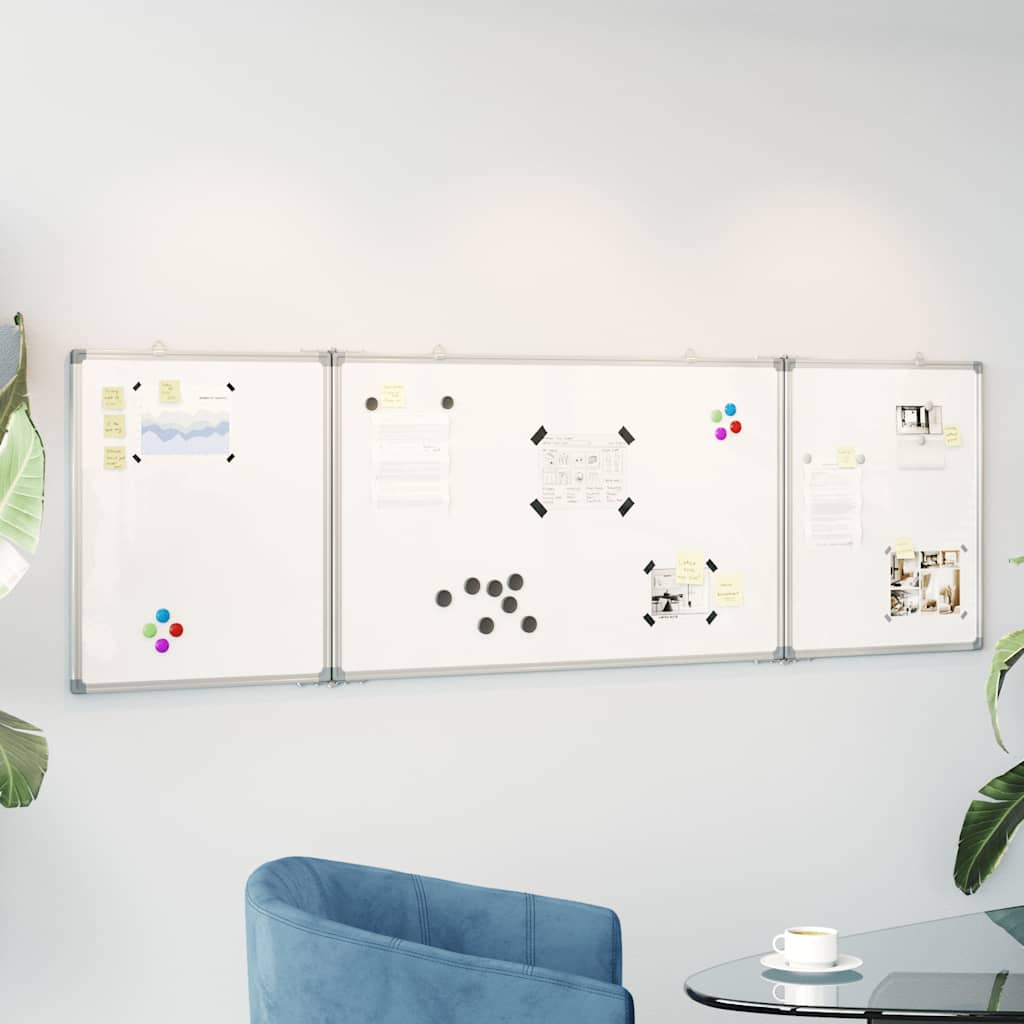 vidaXL Magnetic Whiteboard Foldable 200x60x1.7 cm Aluminium 1