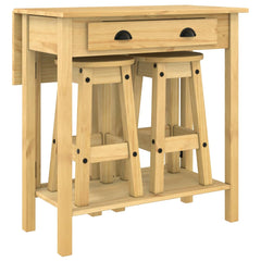 5 Piece Bar Set Solid Wood Pine Brown bar table + 2x bar chair