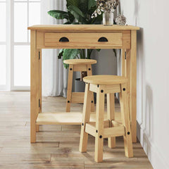 5 Piece Bar Set Solid Wood Pine Brown bar table + 2x bar chair