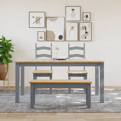 vidaXL Dining Table PANAMA Grey 160x80x75 cm Solid Wood Pine 3