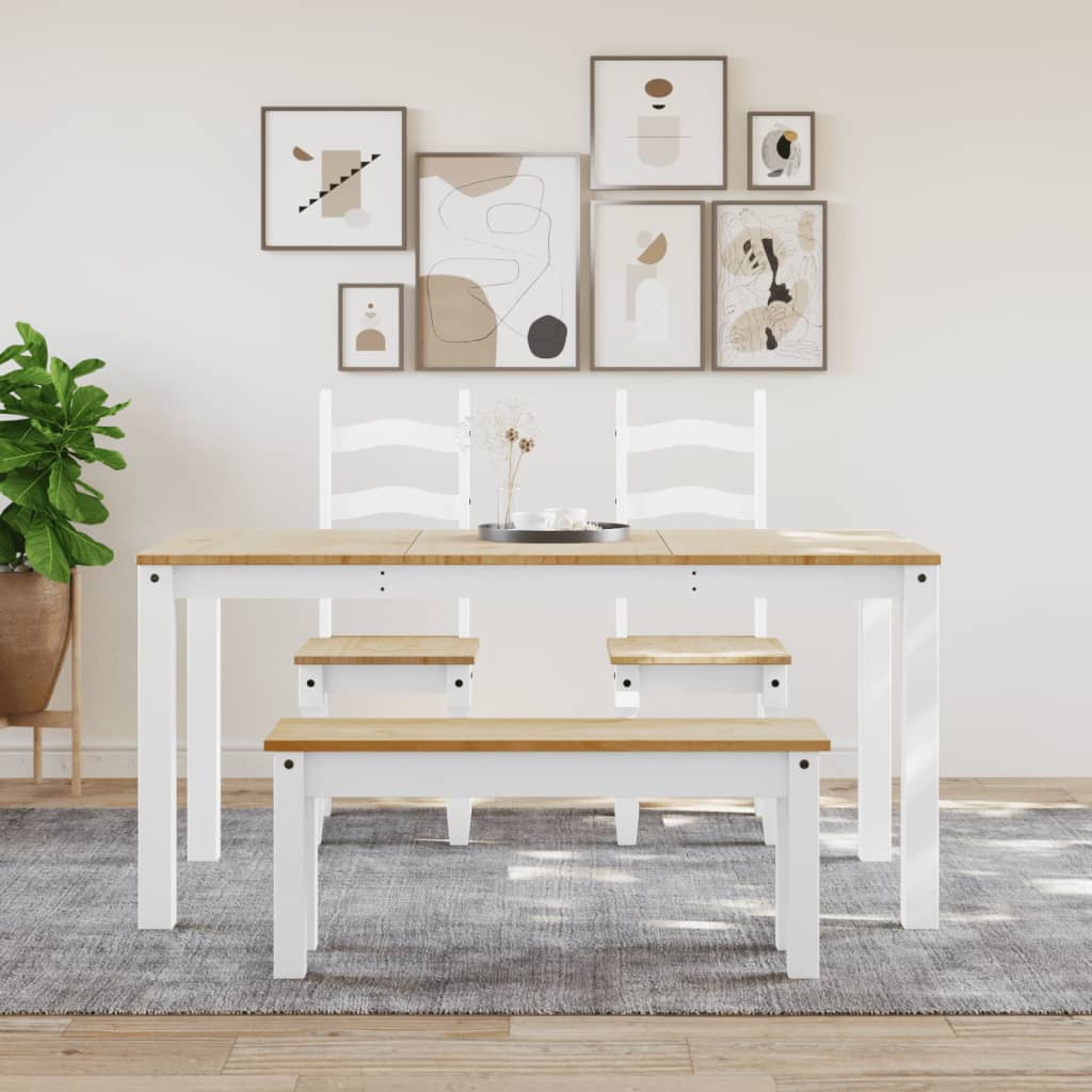 vidaXL Dining Bench PANAMA White 105x30x45 cm Solid Wood Pine 3