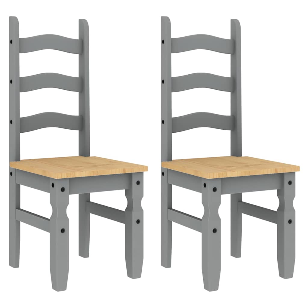 vidaXL Dining Chairs 2 pcs "Corona" Grey 42x47x107 cm Solid Wood Pine 2
