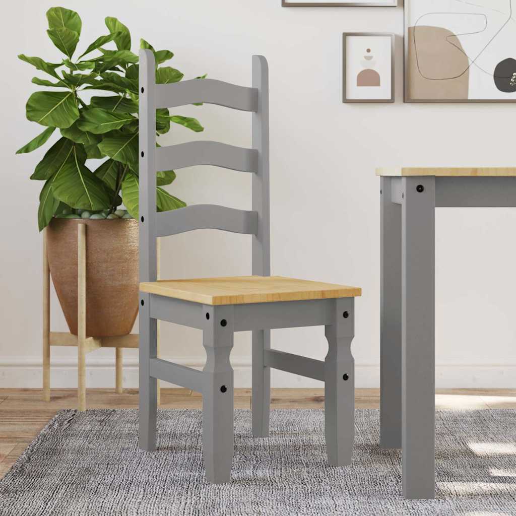 vidaXL Dining Chairs 2 pcs "Corona" Grey 42x47x107 cm Solid Wood Pine 1