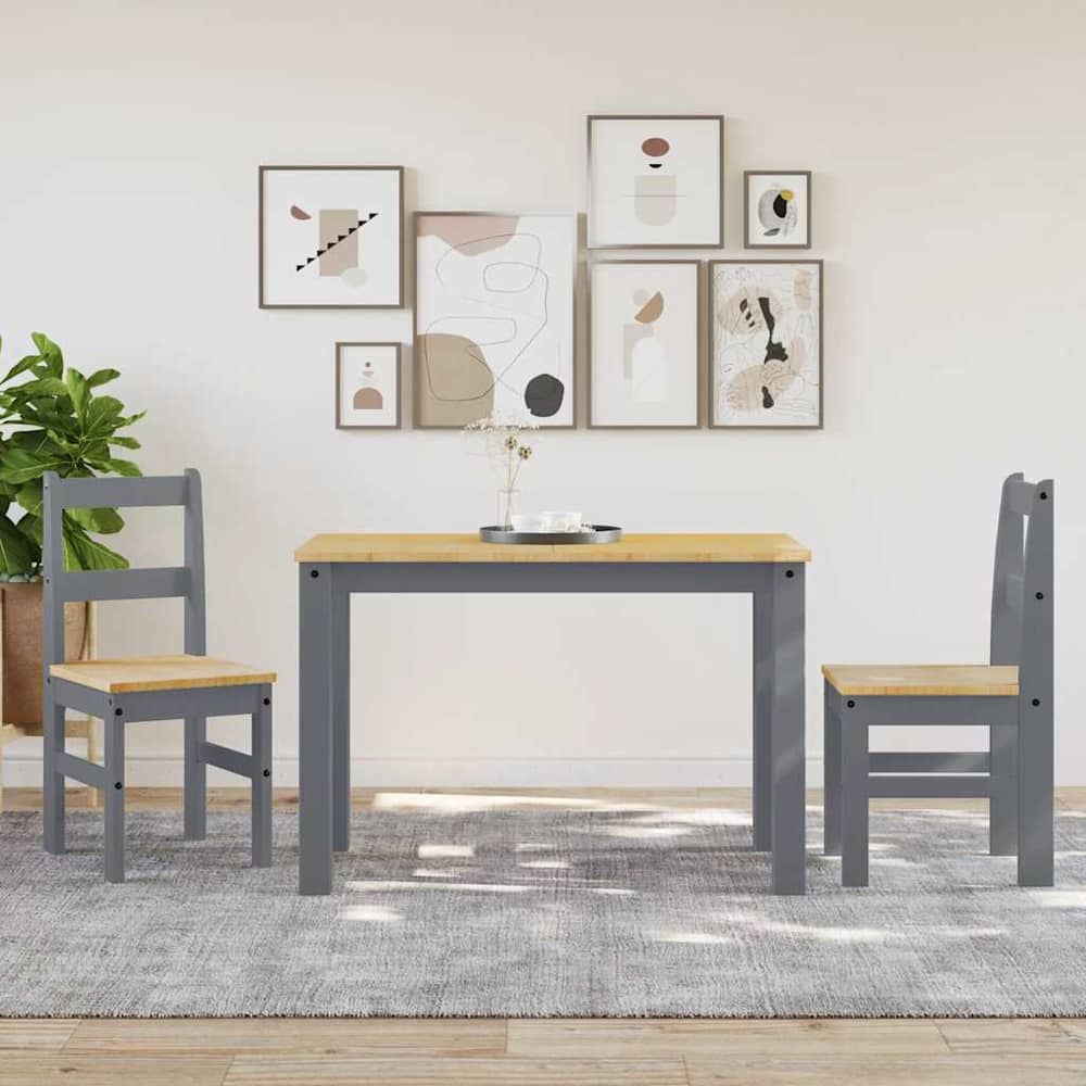 vidaXL Dining Chairs 2 pcs "PANAMA" Grey 40x46x90 cm Solid Wood Pine 3