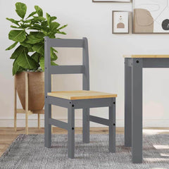 vidaXL Dining Chairs 2 pcs "PANAMA" Grey 40x46x90 cm Solid Wood Pine 1