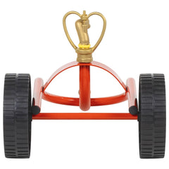 vidaXL Wheeled Sprinkler Sled with Rotatable Head Red Steel 4
