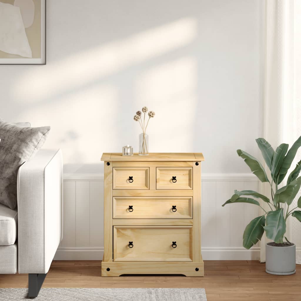vidaXL Chest of Drawers "Corona" 80x43x91 cm Solid Wood Pine 3
