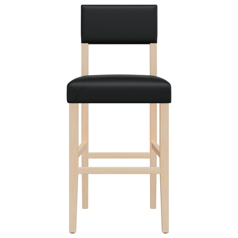 Bar Chairs 2 pcs Solid Wood Rubber and Faux Leather