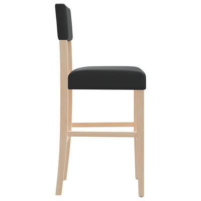 Bar Chairs 2 pcs Solid Wood Rubber and Faux Leather