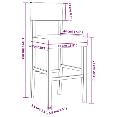 Bar Chairs 2 pcs Solid Wood Rubber and Faux Leather