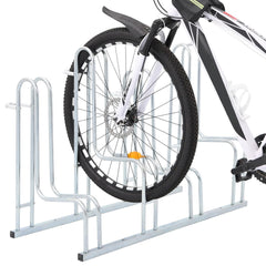 vidaXL Bicycle Stand for 4 Bikes Floor Freestanding Galvanised Steel 2