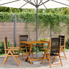 Reclining Folding Chairs Solid Wood Acacia Black 4