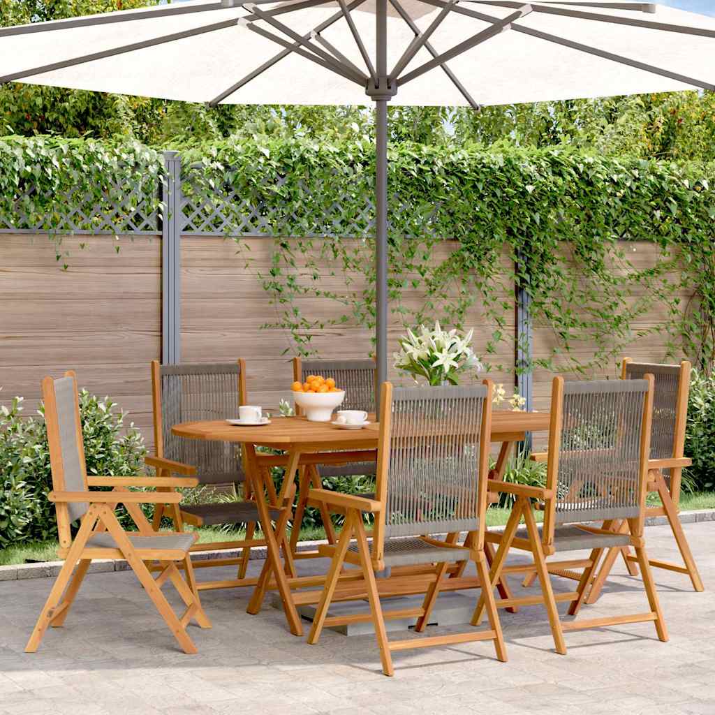 Reclining Folding Chairs Solid Wood Acacia Grey 6