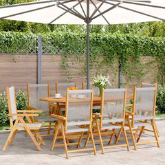 Reclining Folding Chairs Solid Wood Acacia Grey 8
