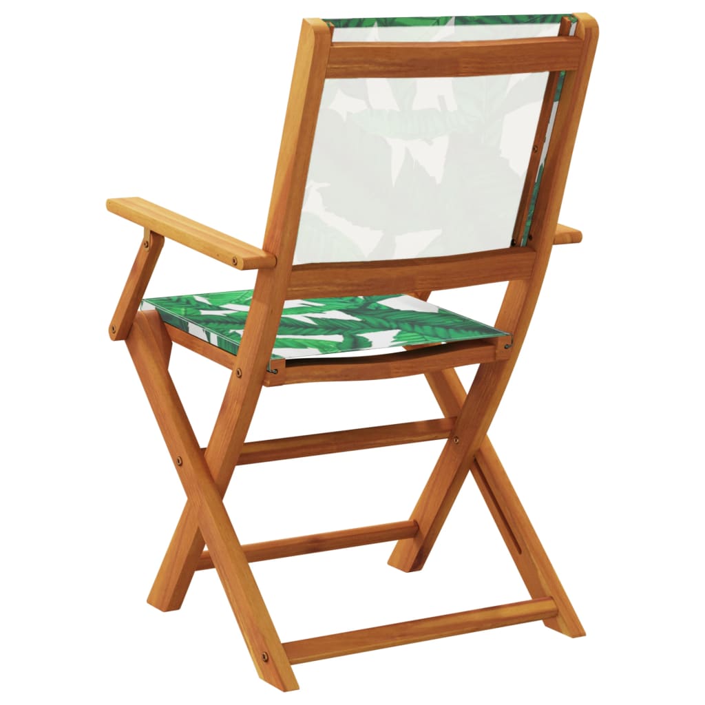 Folding Chairs Fabric Solid Wood Leaf pattern