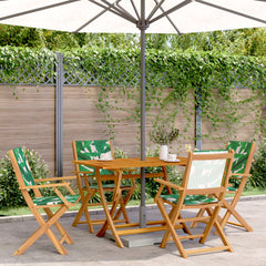 Folding Chairs Fabric and Solid Wood 4 pcs Leaf pattern