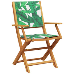 Folding Chairs Fabric and Solid Wood 6 pcs Leaf pattern
